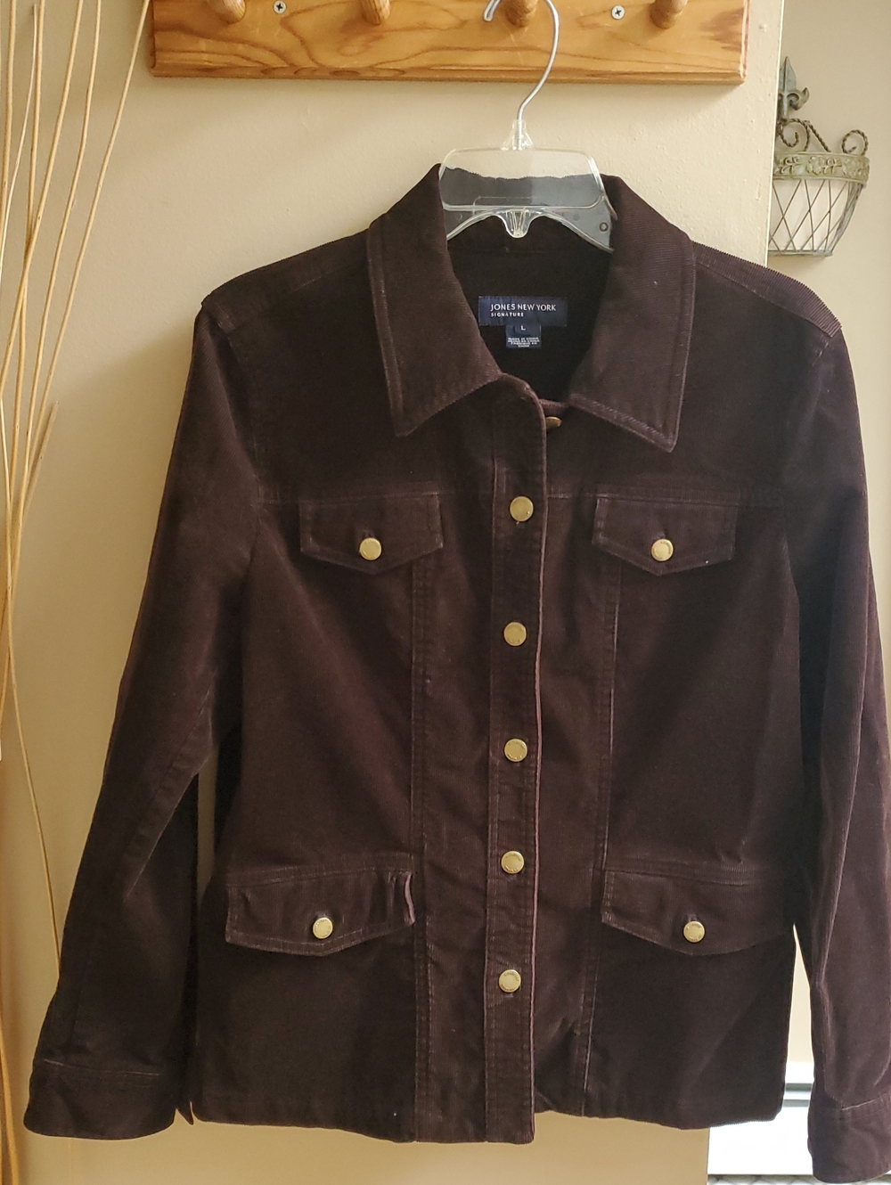 Jones New York Vintage Brown Corduroy Button-Front Jacket
